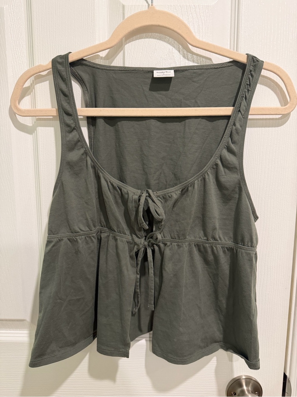 Aritzia Sunday Best Cannoli Top 100% Cotton Size Small Olive Green